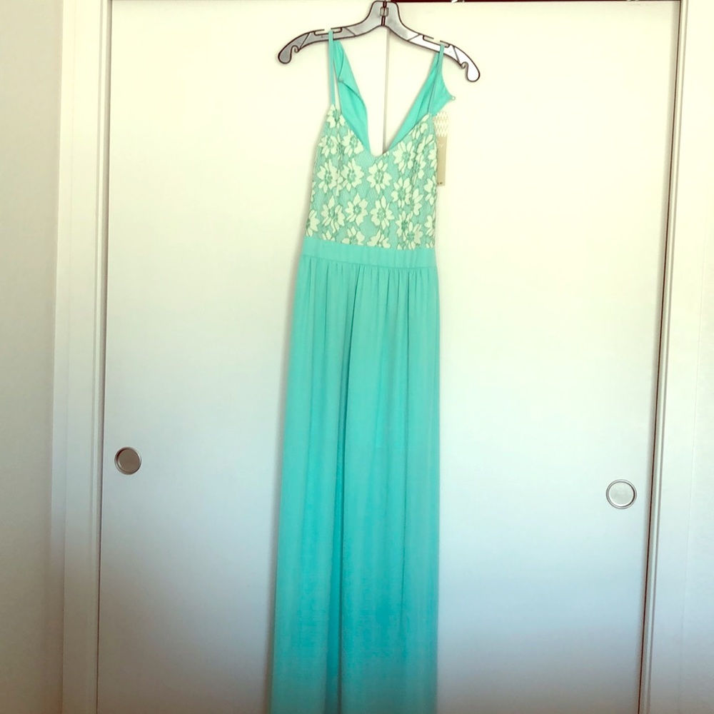 Never worn mint flower long dress!